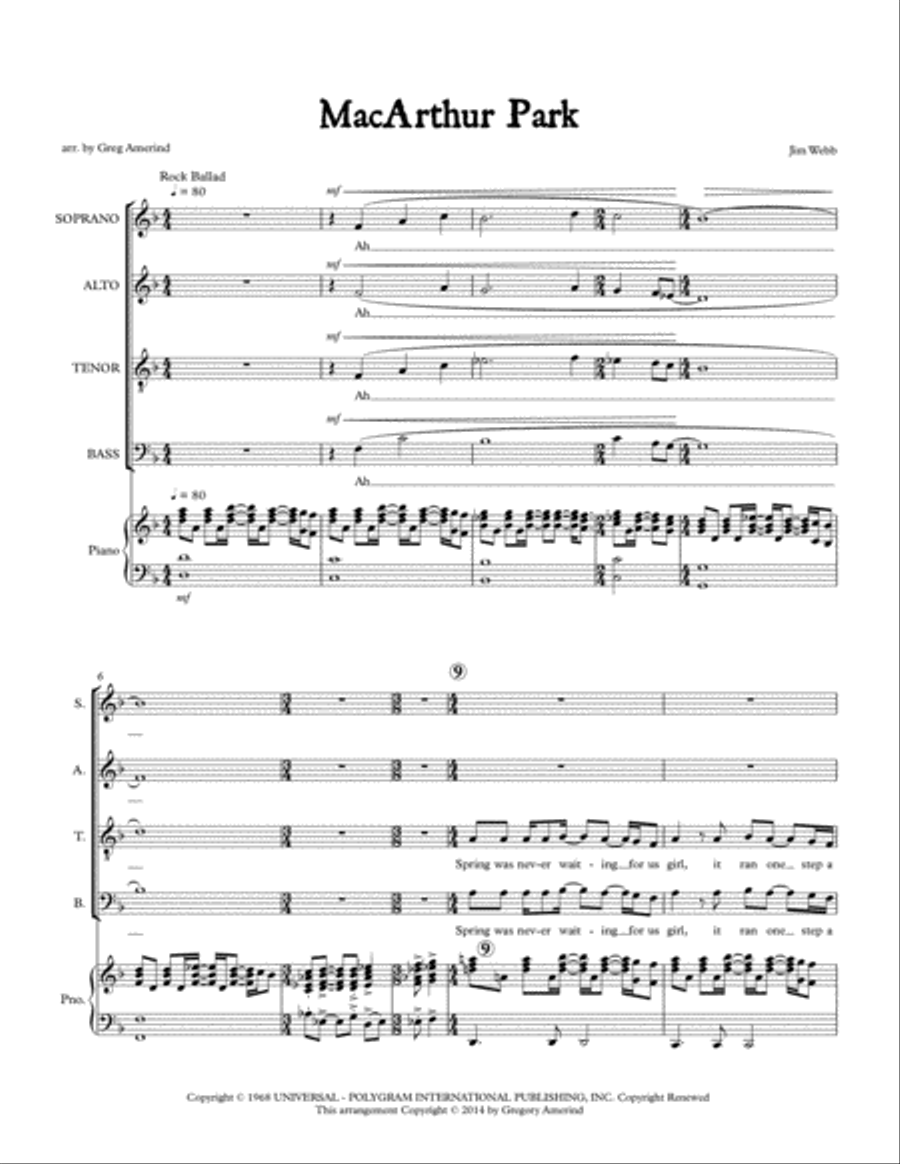 Macarthur Park 4-Part scores gallery preview page 1