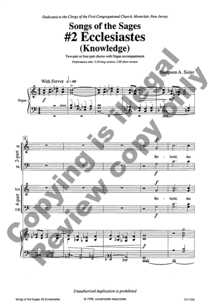 #2 Ecclesiastes (Knowledge) (Choral Score)
