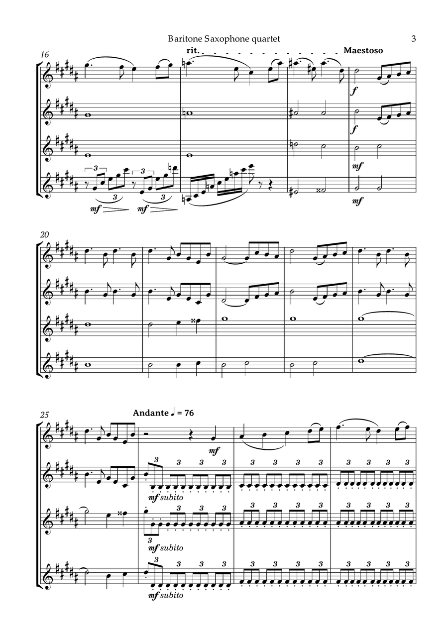 Swan Lake Tchaikovsky Baritone Saxophone Quartet Baritone Saxophone scores gallery preview page 4