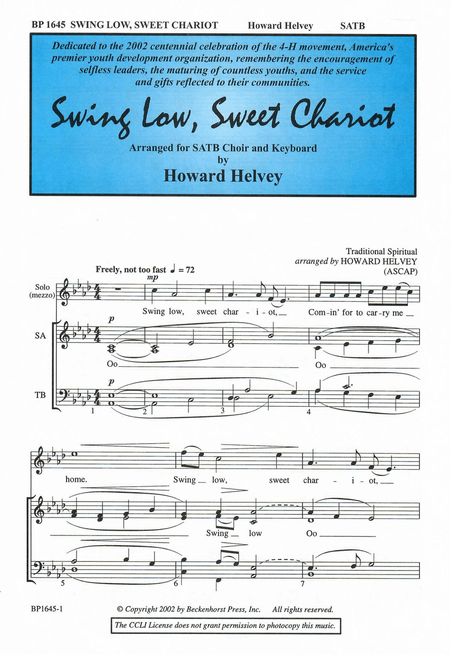 Swing Low, Sweet Chariot - Helvey 4-Part scores gallery preview page 1