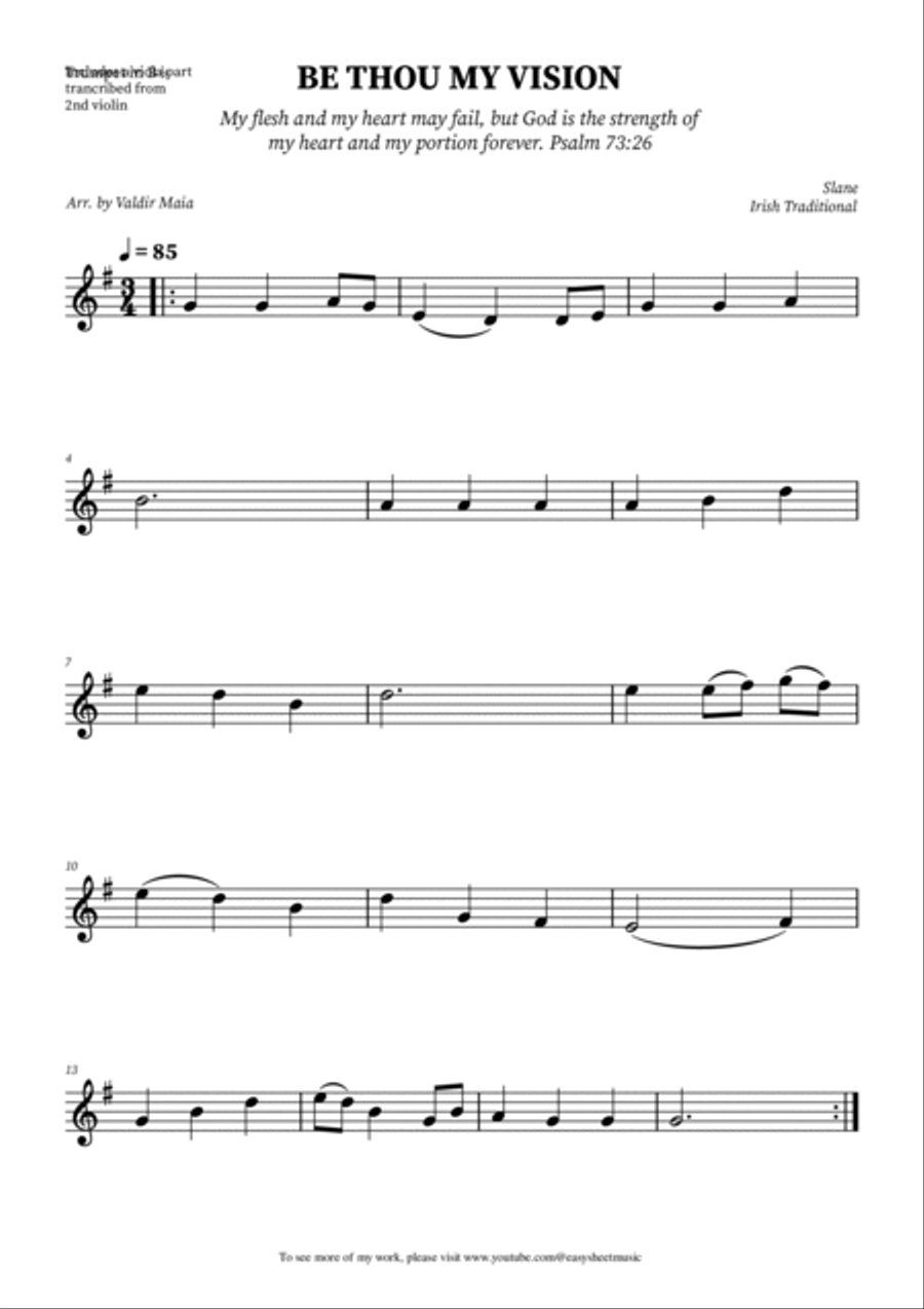 Be Thou My Vision - Brass Trio (Trumpet, French Horn, Trombone) with Optional Piano Accompaniment Brass Trio scores gallery preview page 3