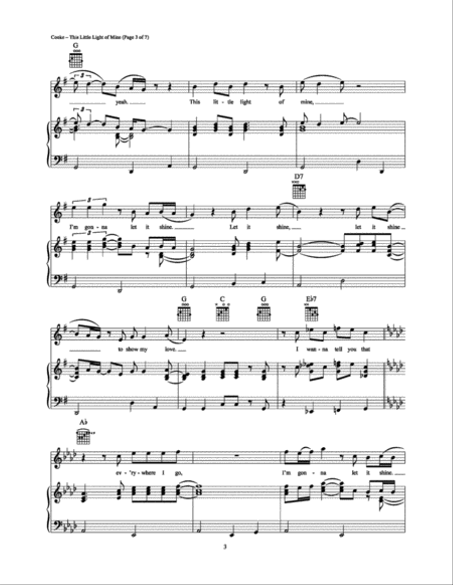 This Little Light of Mine Piano, Vocal, Guitar scores gallery preview page 3