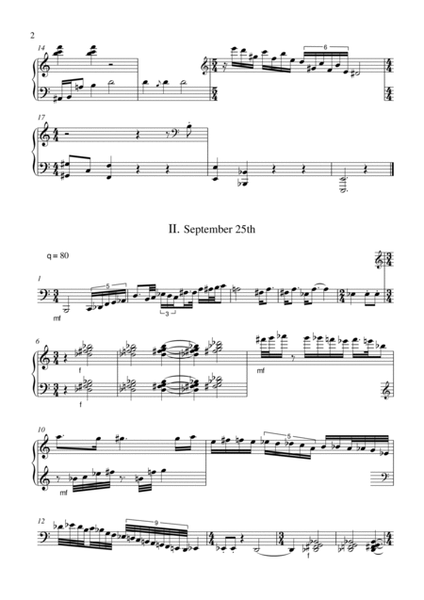 "Pages from a diary 2003" for piano solo