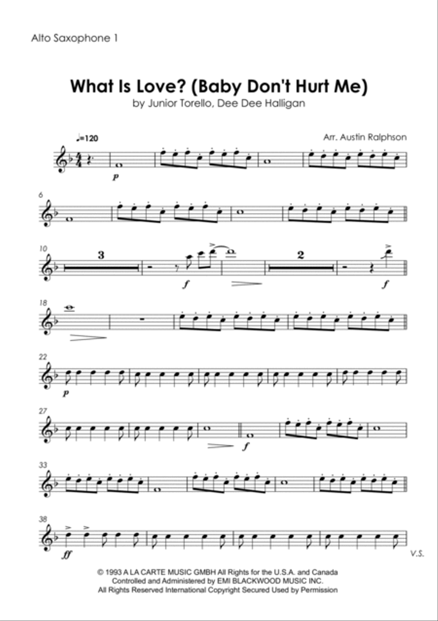 What Is Love Saxophone Quintet scores gallery preview page 3
