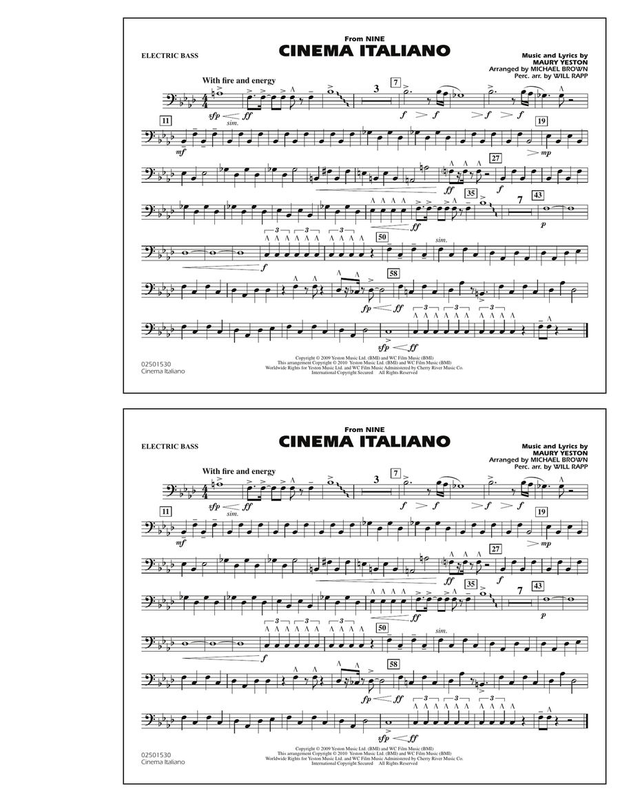 Cinema Italiano (from Nine) - Electric Bass Marching Band scores gallery preview page 1
