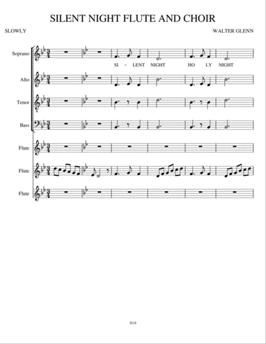 SILENT NIGHT FLUTE AND CHOIR Choir scores gallery preview page 1