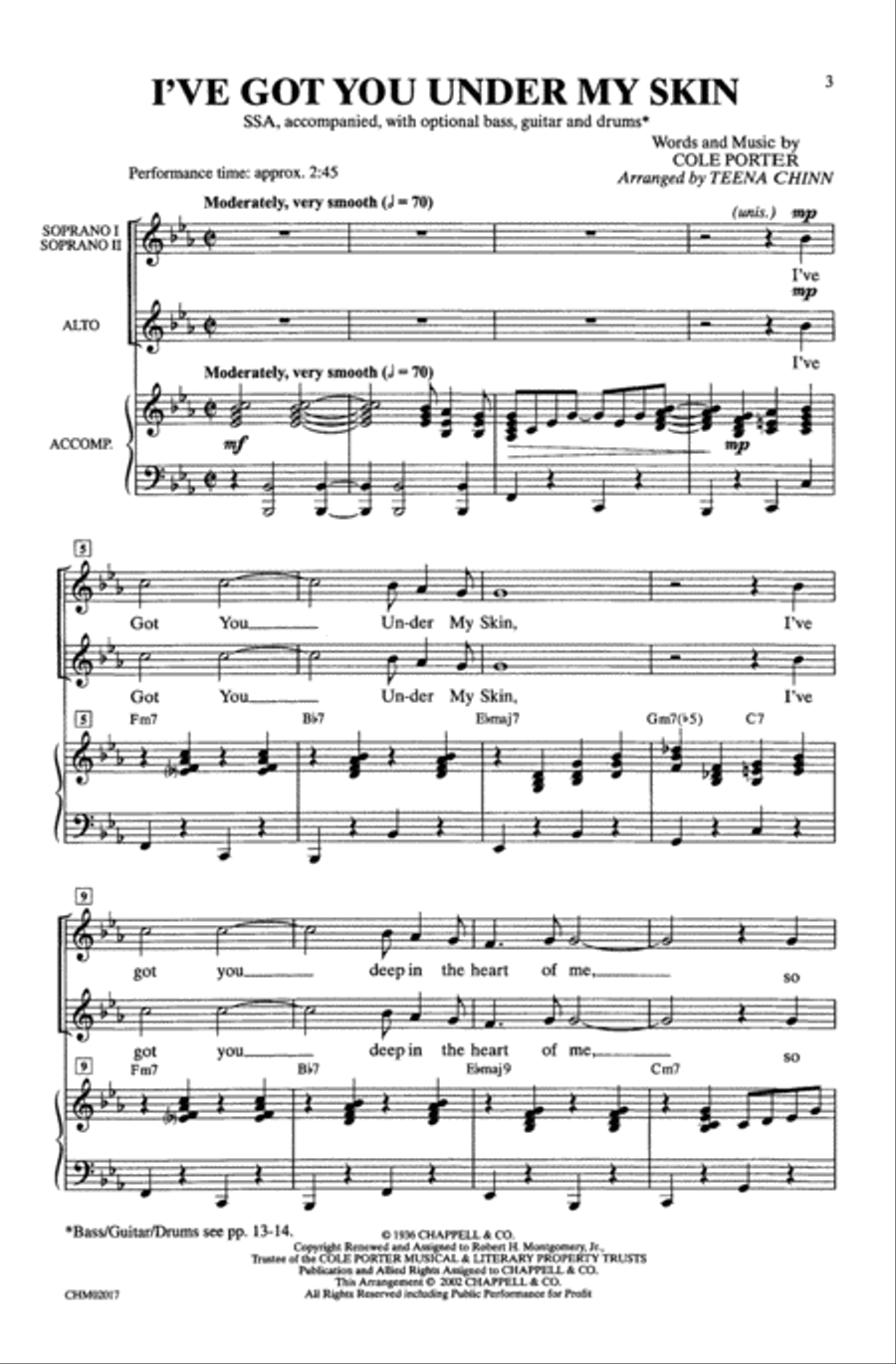 I've Got You Under My Skin - SSA SSA scores gallery preview page 2