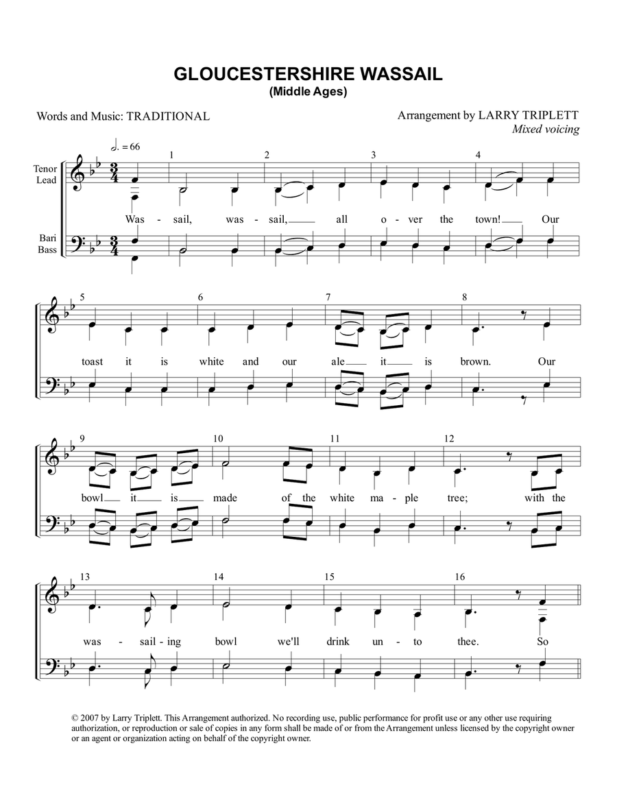 Gloucestershire Wassail 4-Part scores gallery preview page 1