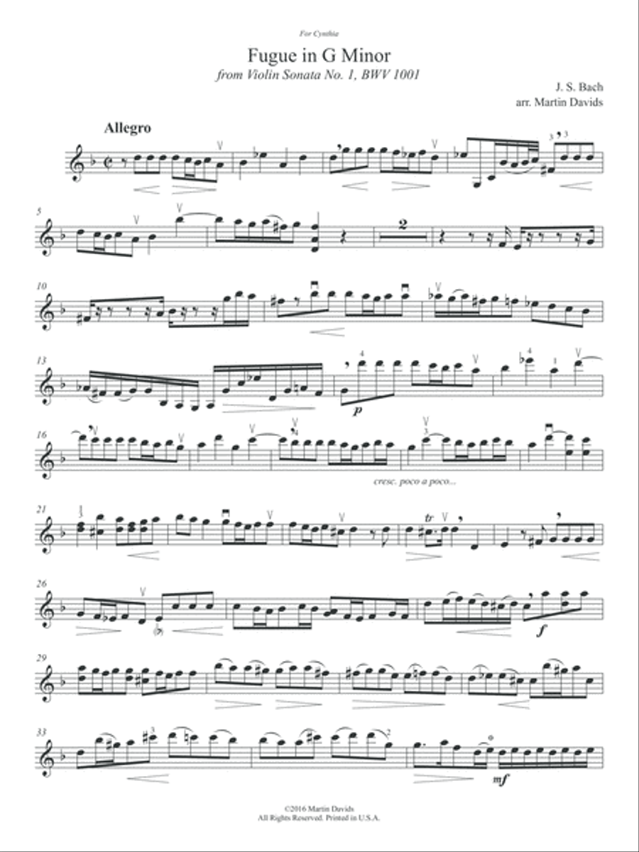 Bachfor2 Volume 1, Three Fugues, Violin 1, marked version String Duet scores gallery preview page 4