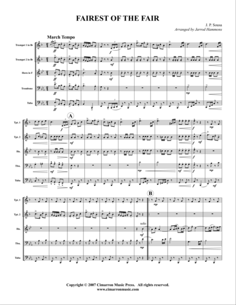 Fairest of the Fair Brass Quintet scores gallery preview page 1