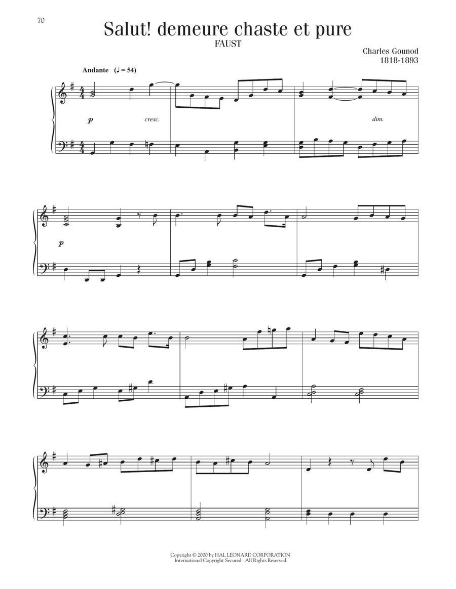 Salut! Demeure Chaste Et Pure Piano Solo scores gallery preview page 1