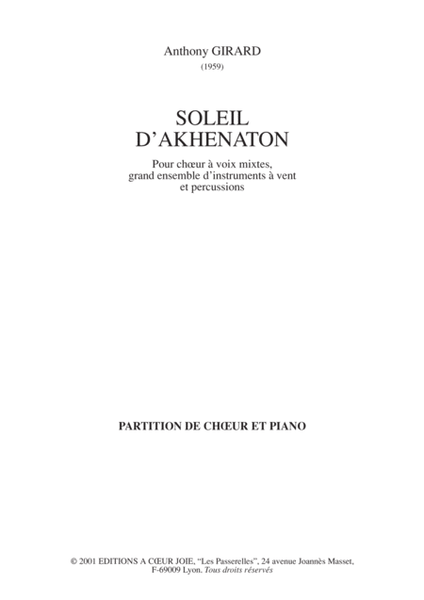 Soleil D'Akhenaton - Choeur Et Piano