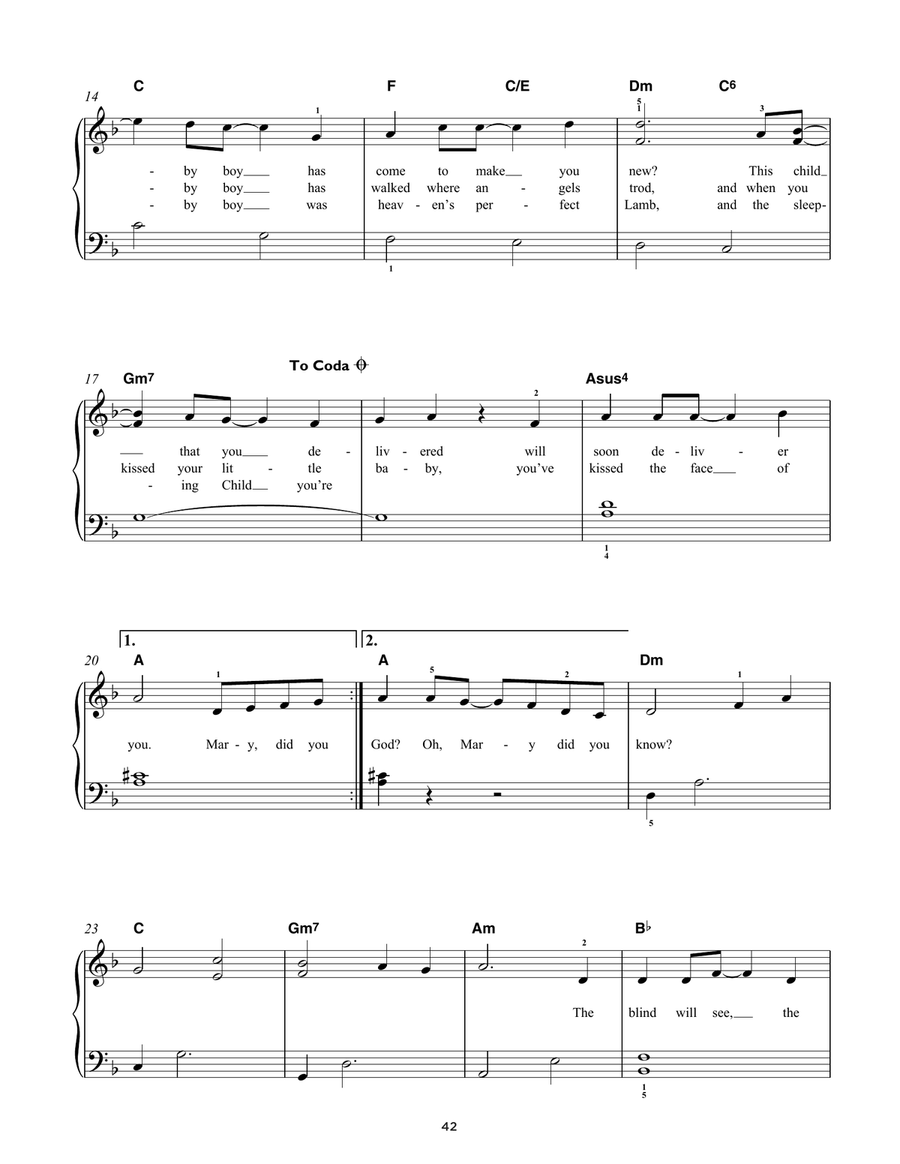 Mary, Did You Know? Easy Piano scores gallery preview page 2