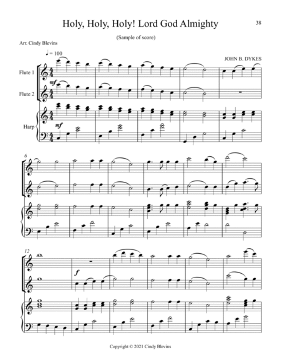 12 Favorite Hymns, Two Flutes and Harp Flute Duet scores gallery preview page 3