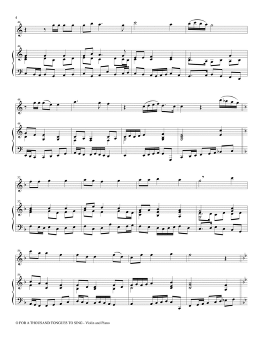 O FOR A THOUSAND TONGUES TO SING (Violin Piano and Vln Part) image number null
