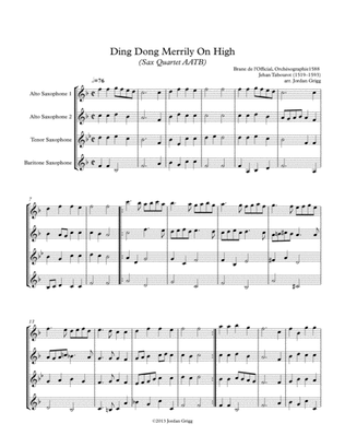 Ding Dong Merrily On High (Sax Quartet AATB)