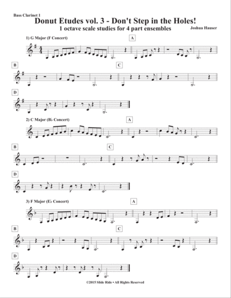 Donut Etudes vol. 3: Don’t Step in the Holes! – Bass Clarinet Quartet Clarinet Quartet scores gallery preview page 4