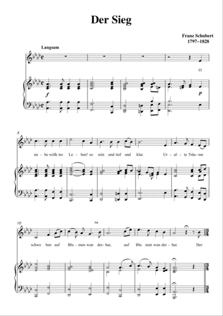 Schubert-Der Sieg in bA for Vocal and Piano Voice scores gallery preview page 2