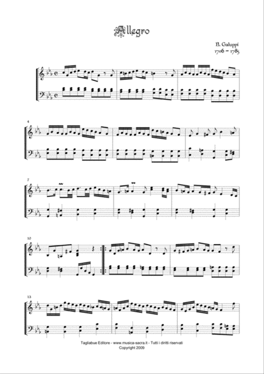 ALLEGRO - Baldassarre Galuppi (1706 - 1785) Small Ensemble scores gallery preview page 2