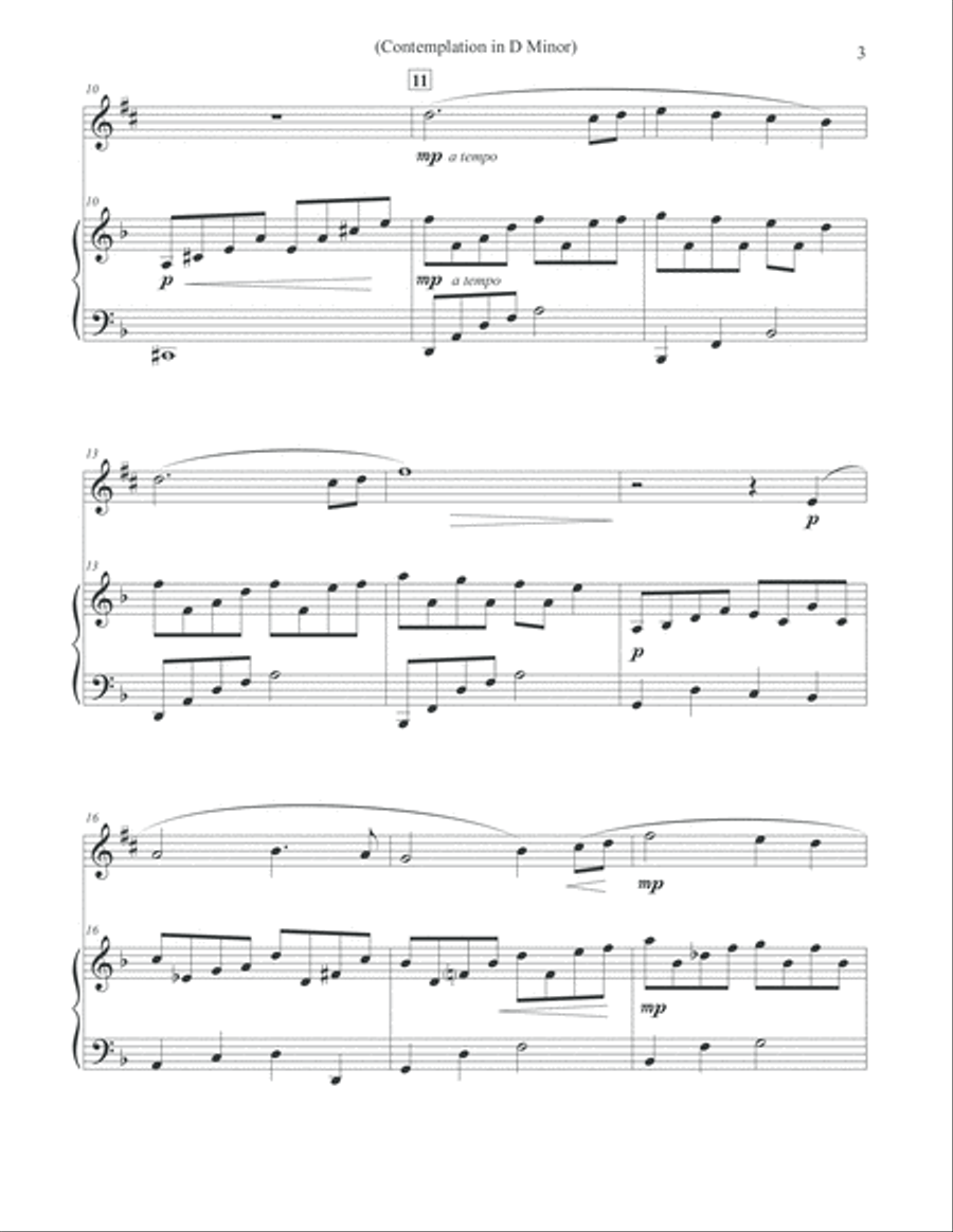Contemplation in D Minor - Alto Sax & Piano Alto Saxophone scores gallery preview page 3