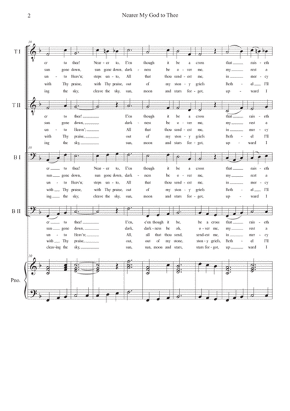 Nearer My God To Thee - TTBB choir with optional Piano accompaniment image number null