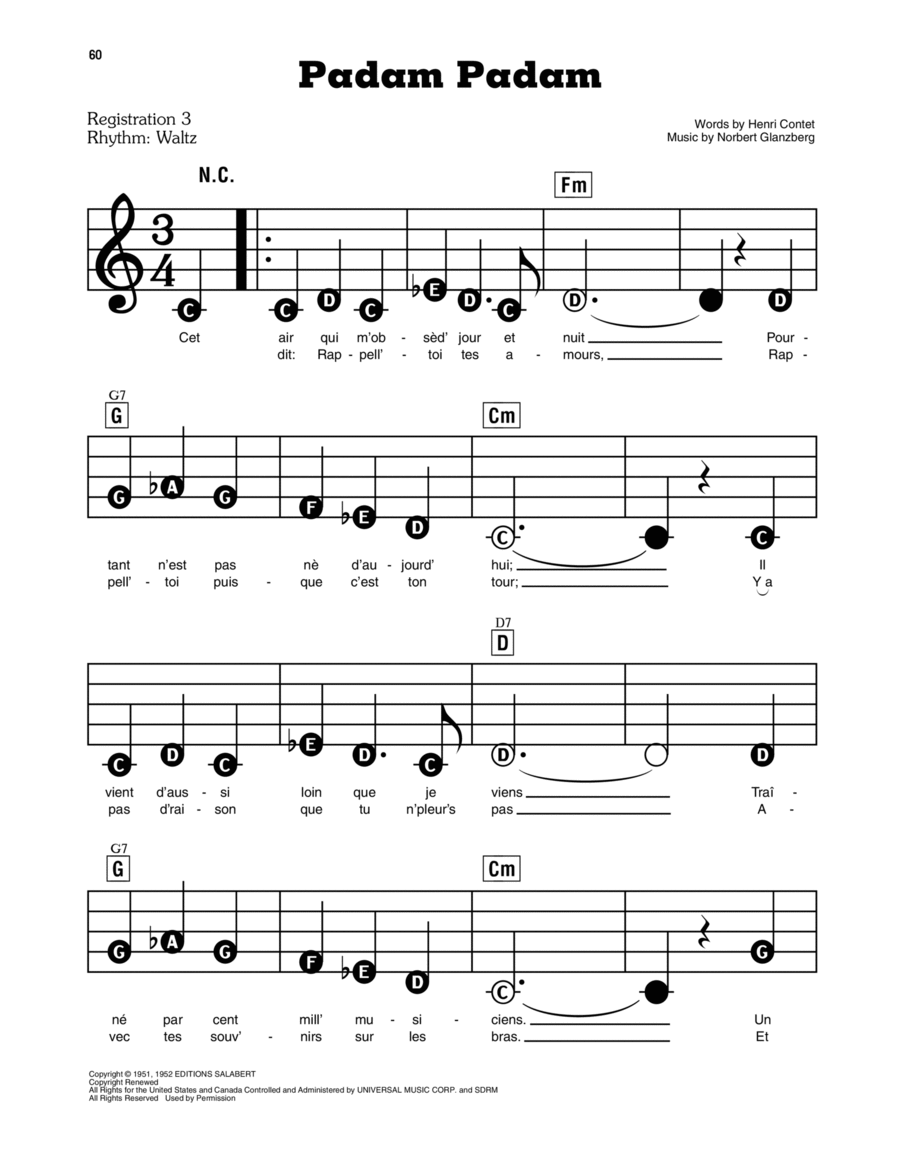 Padam Padam Electronic Keyboard scores gallery preview page 1