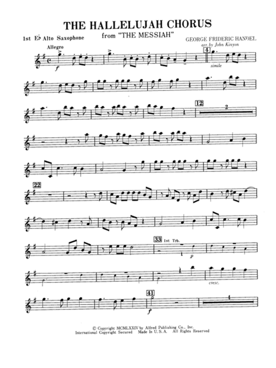 Hallelujah Chorus: E-flat Alto Saxophone