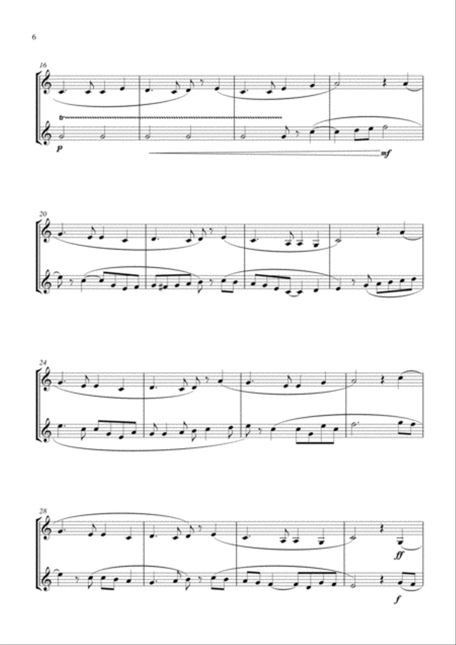 15 Popular Christmas Songs for Bb Clarinet Duet (Suitable for beginning / intermediate clarinetists) Clarinet Duet scores gallery preview page 6