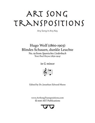 WOLF: Blindes Schauen, dunkle Leuchte (transposed to G minor)