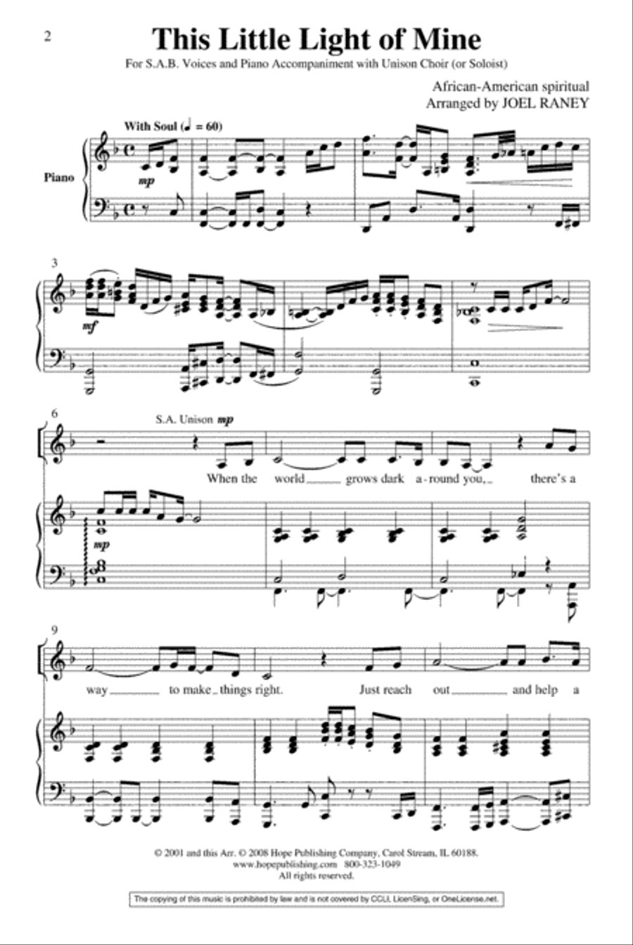 This Little Light of Mine 4-Part scores gallery preview page 2