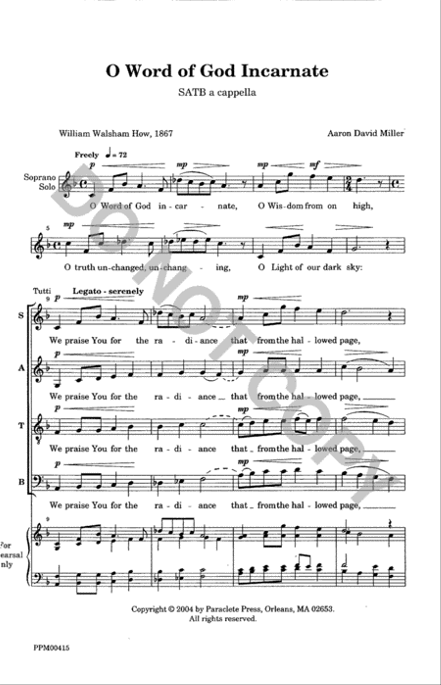 O Word of God Incarnate O Word of God Incarnate 4-Part scores gallery preview page 2