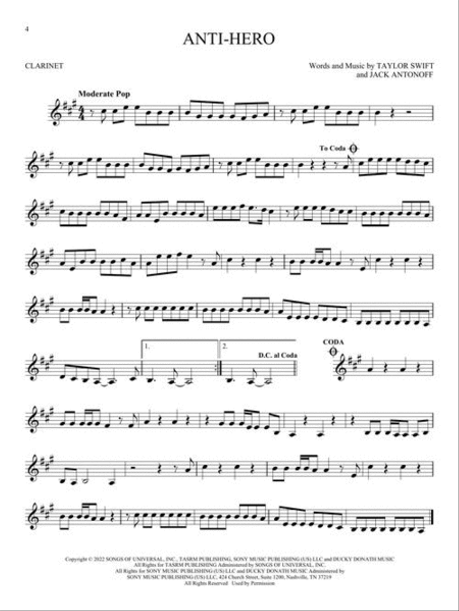Taylor Swift Taylor Swift Clarinet Solo scores gallery preview page 4
