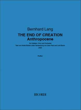 Book cover for THE END OF CREATION - Anthropocene