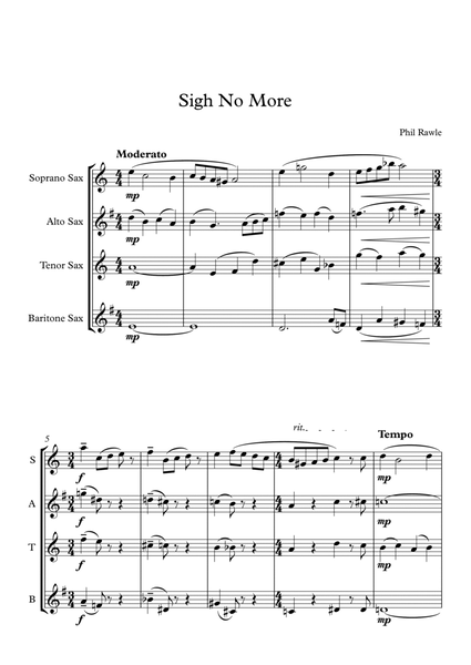 Sigh No More - Saxophone Quartet image number null
