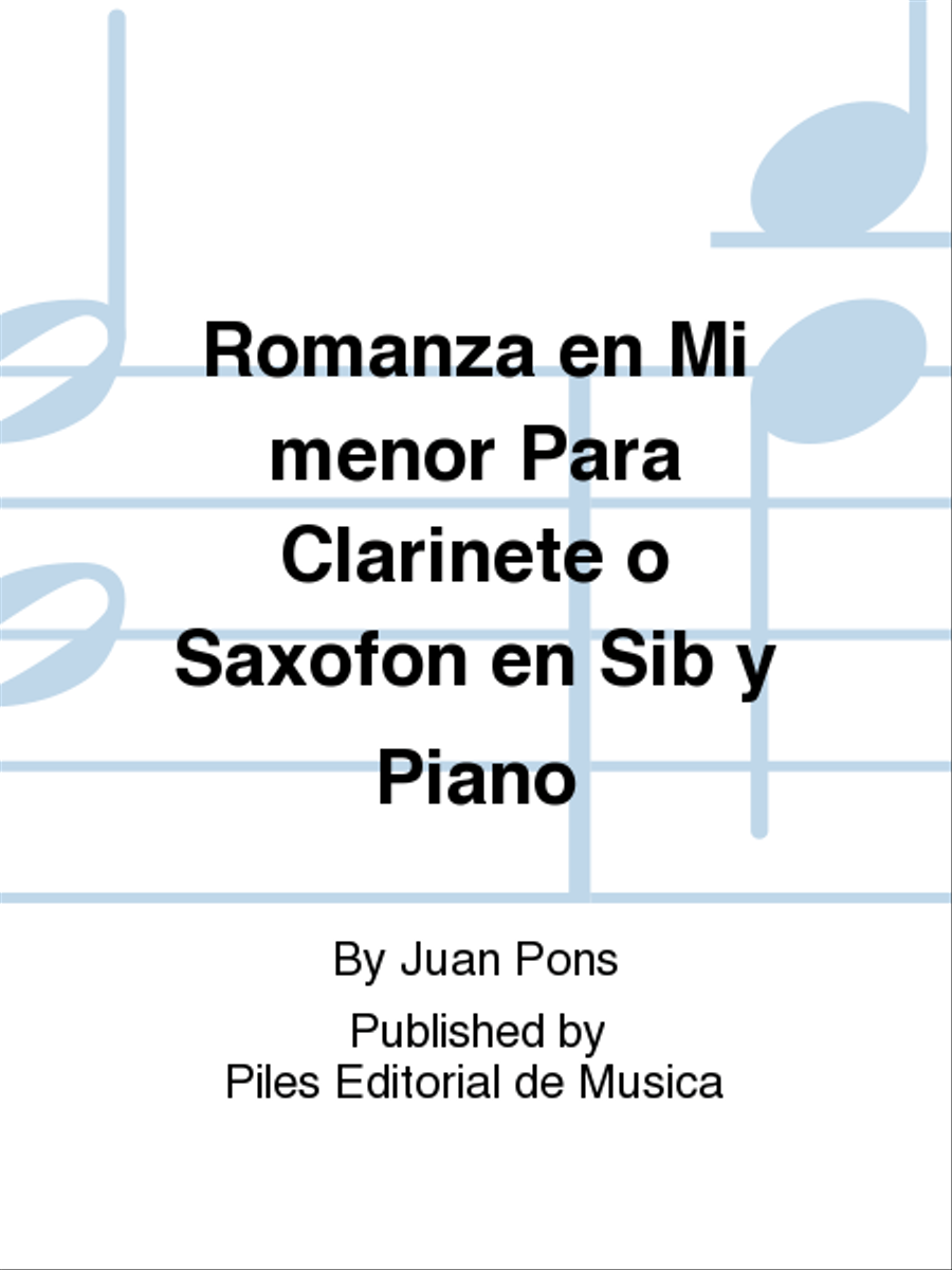 Romanza en Mi menor Para Clarinete o Saxofon en Sib y Piano A Clarinet scores gallery preview page 1