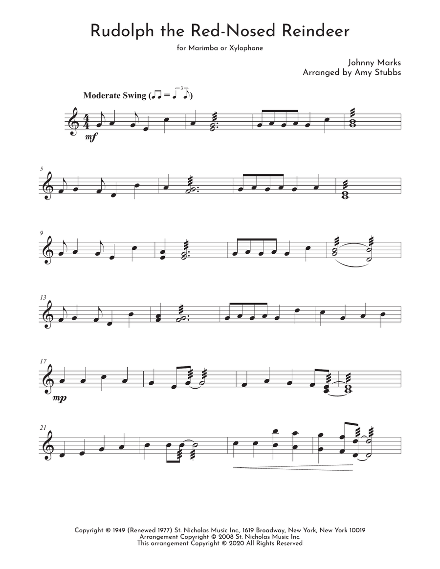 Rudolph The Red-nosed Reindeer Percussion Ensemble scores gallery preview page 1