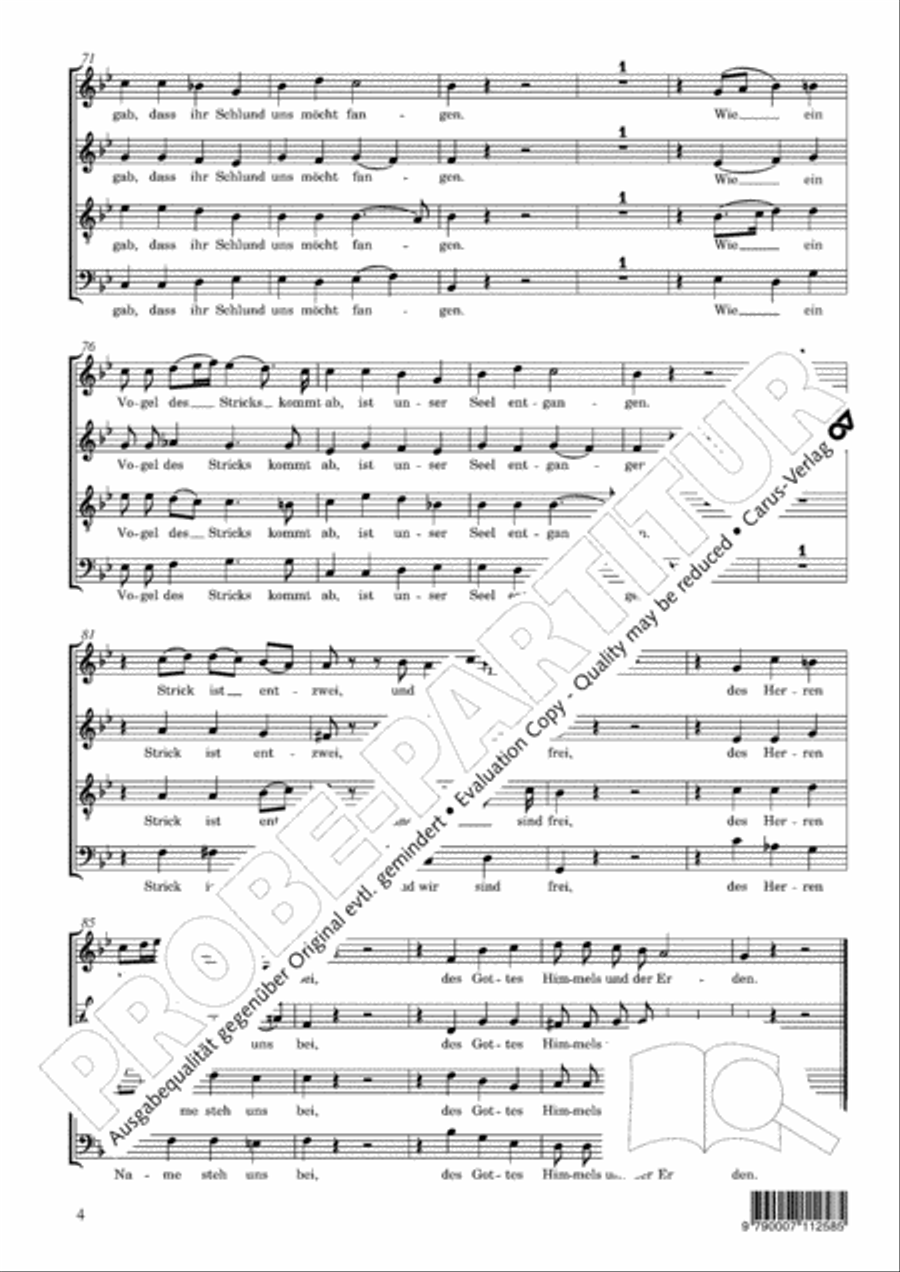 Were God not with us here today (War Gott nicht mit uns diese Zeit) 4-Part scores gallery preview page 5