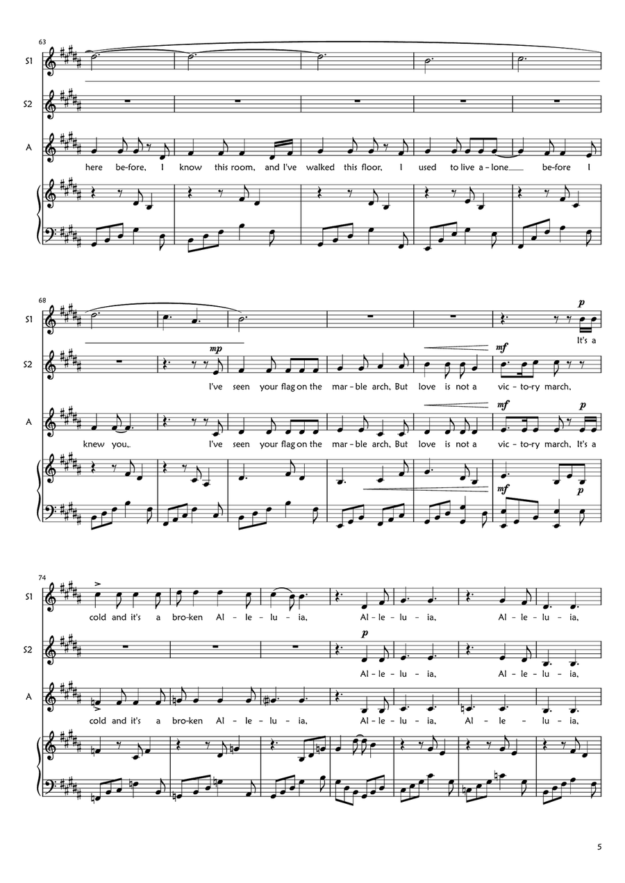 Hallelujah SSA scores gallery preview page 5