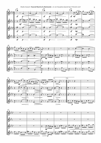 Gounod - Funeral March of a Marionette - Sax Quartet, score and parts image number null