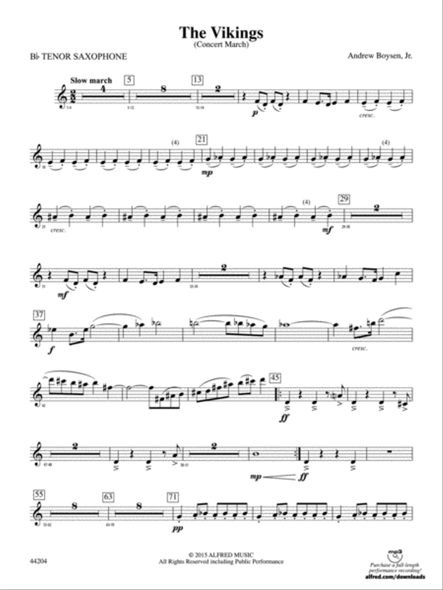 The Vikings: B-flat Tenor Saxophone Concert Band scores gallery preview page 1