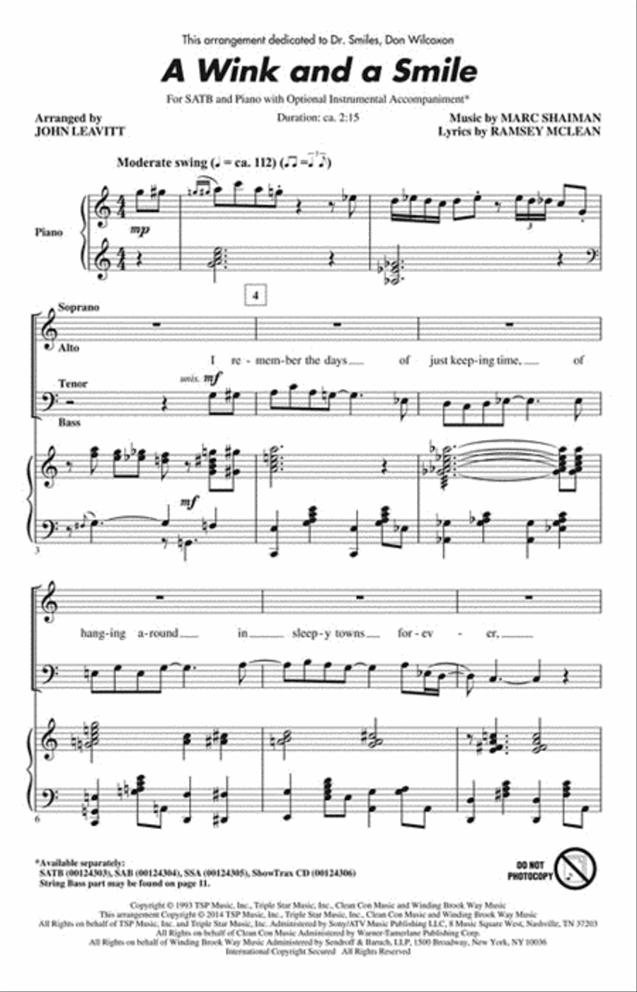 A Wink and a Smile 4-Part scores gallery preview page 2