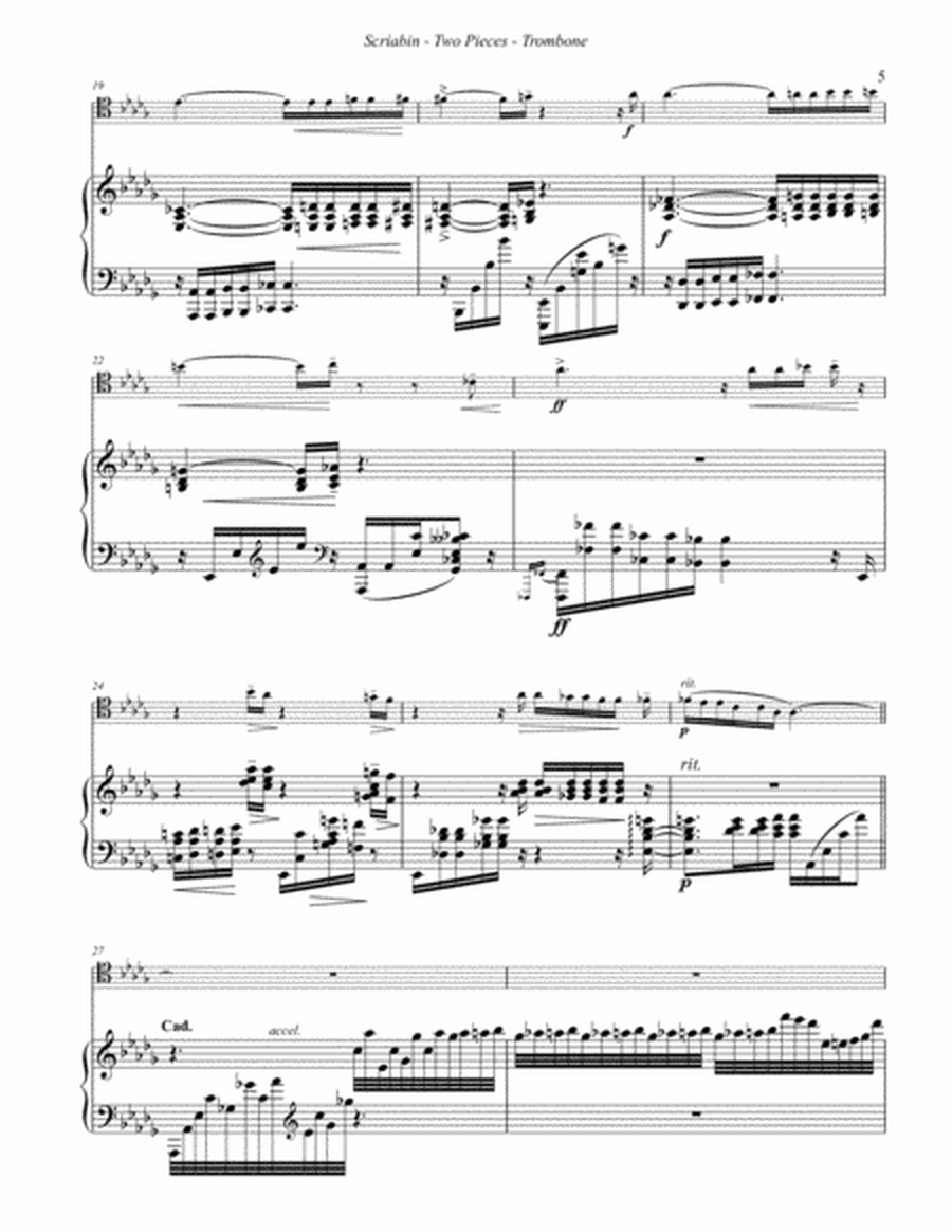 Two Pieces Opus 9 - Prélude and Nocturne for Trombone and Piano