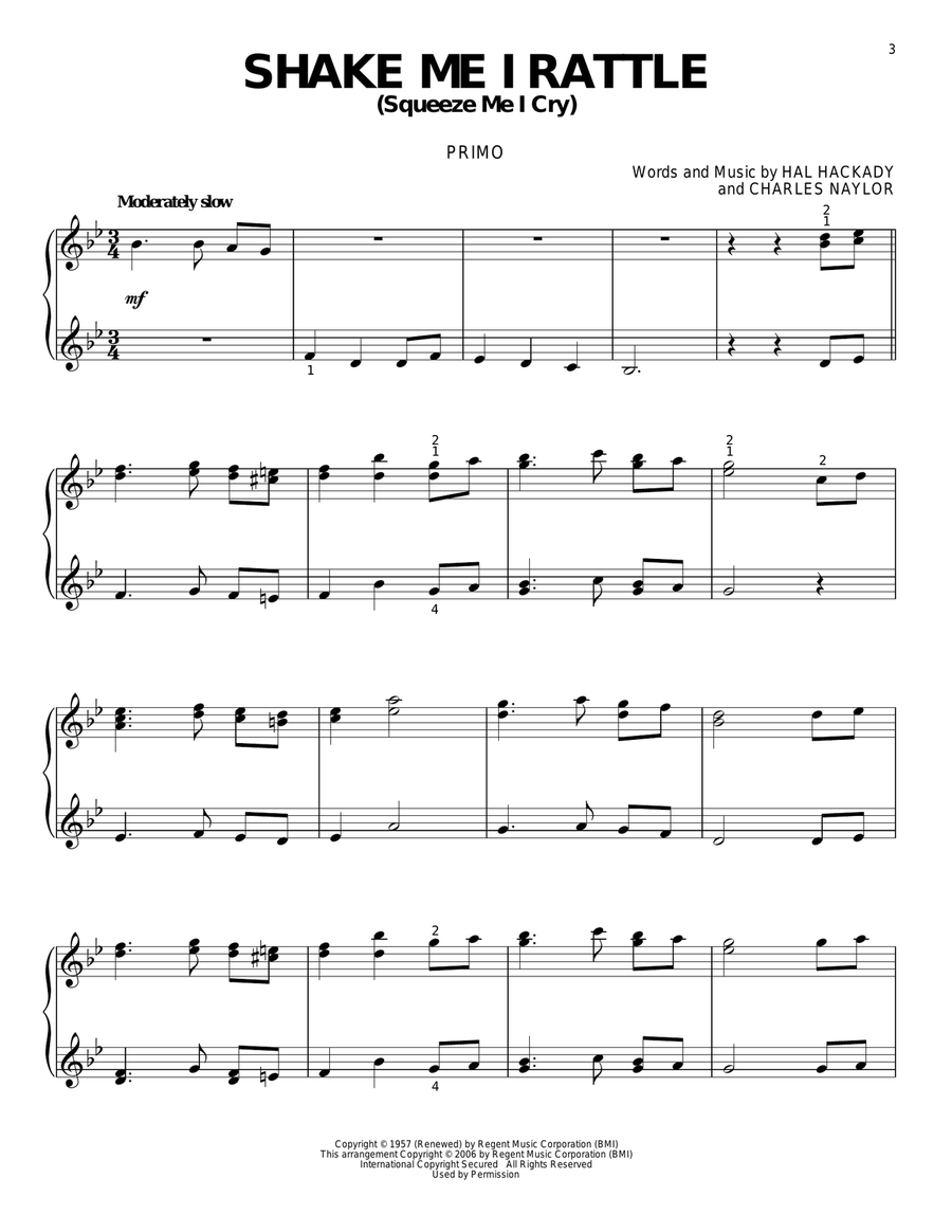 Shake Me I Rattle (Squeeze Me I Cry) Piano Duet scores gallery preview page 2