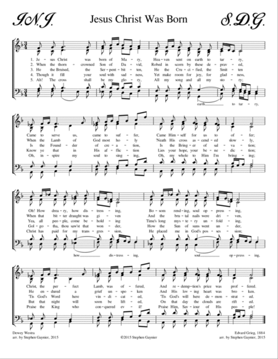 Jesus Christ Was Born 4-Part scores gallery preview page 2