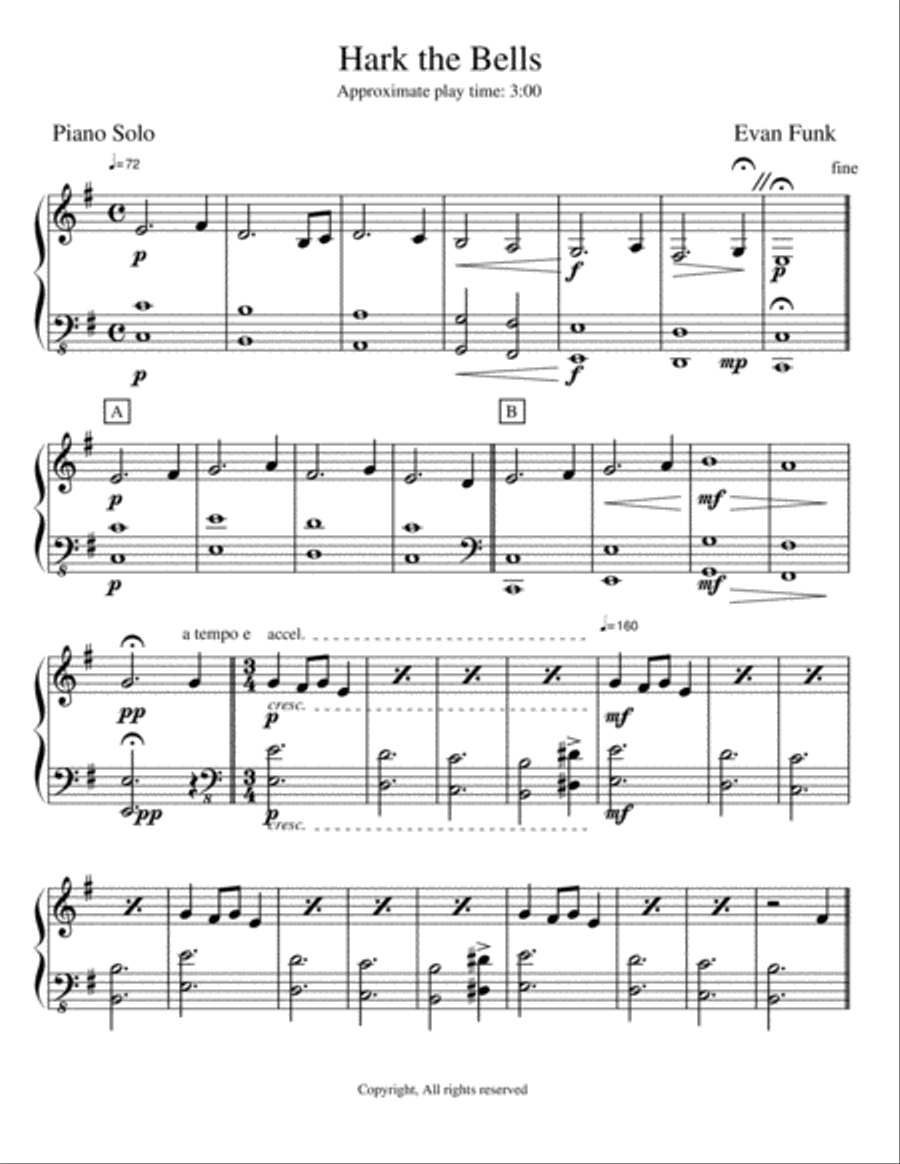 Hark the Bells Piano Solo scores gallery preview page 1
