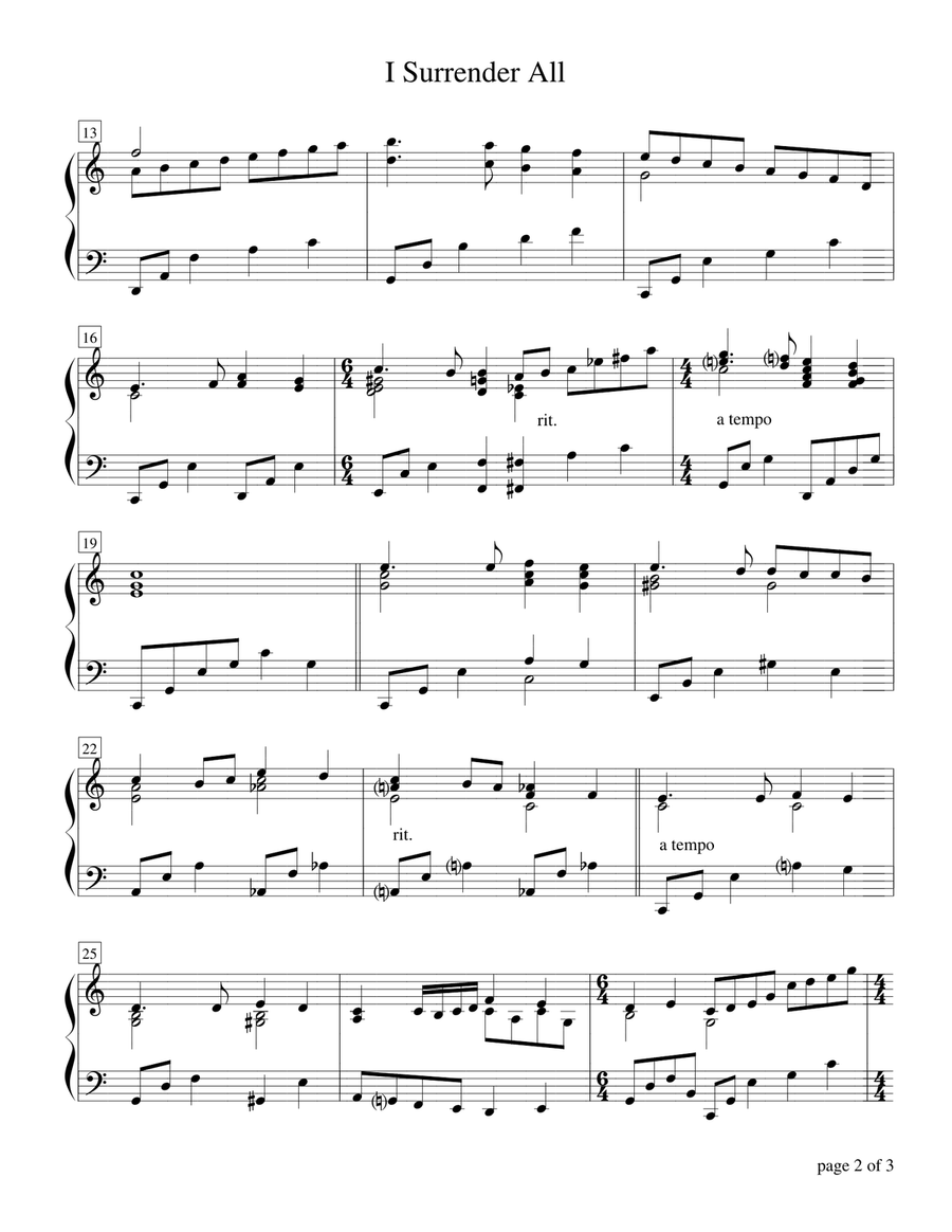 I Surrender All Piano Solo scores gallery preview page 2
