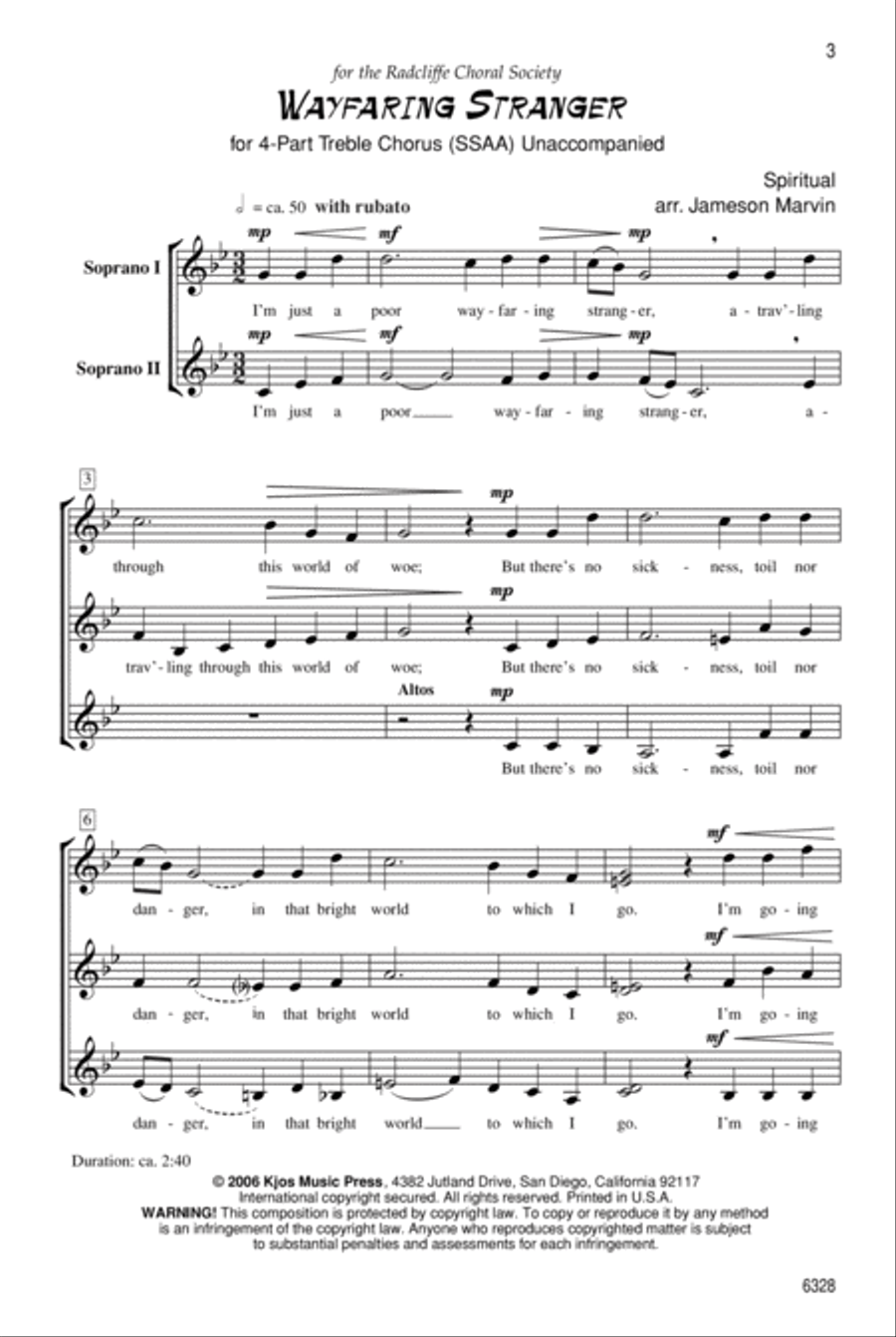 Wayfaring Stranger SSA scores gallery preview page 3