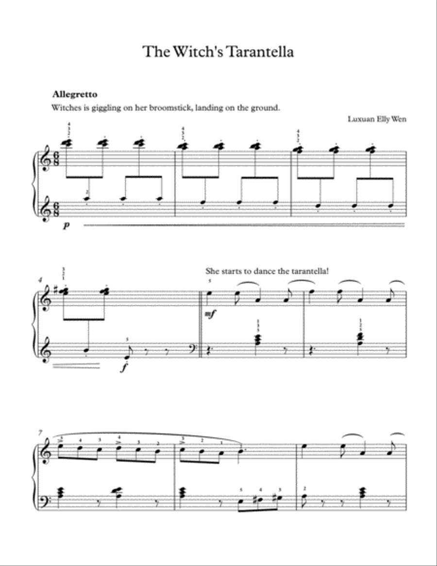 The Witches Tarantella - Intermediate piano pedagogical music for hand crossover, as Halloween speci Piano Solo scores gallery preview page 2