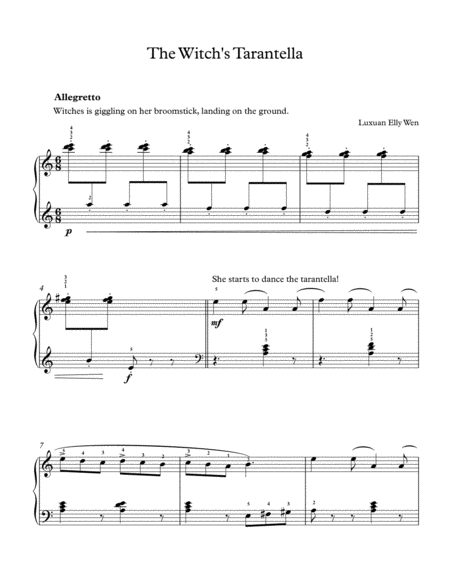 The Witches Tarantella - Intermediate piano pedagogical music for hand crossover, as Halloween speci