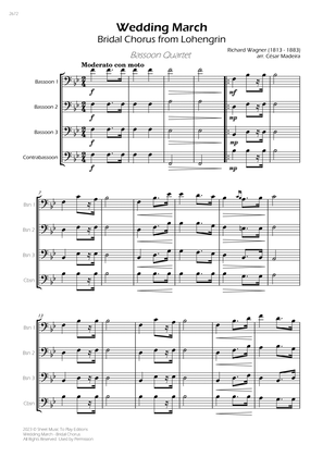Wedding March (Bridal Chorus) - Bassoon Quartet (Full Score) - Score Only